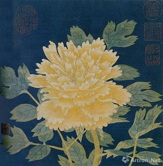 南宋 朱克柔 牡丹图册页 纵23.2厘米,横23.8厘米 辽宁省博物馆藏