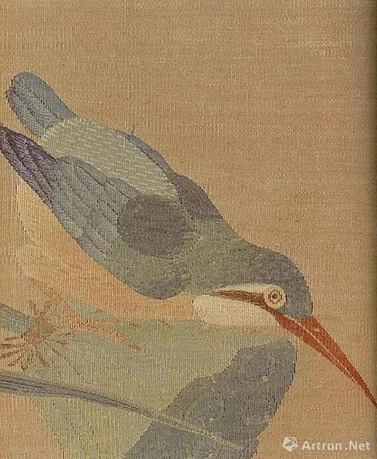 宋 缂丝翠羽秋荷(局部)